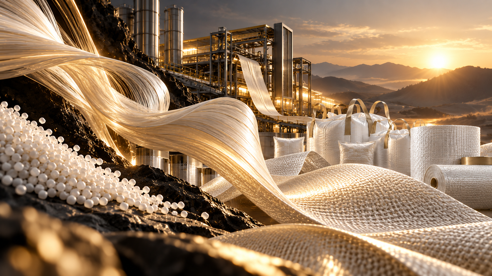 Vinpack woven materials, manufacturing systems and industrial packaging