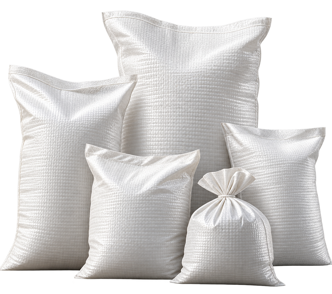 PP woven bags with structured woven surfaces